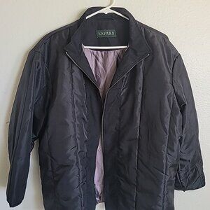 Lauren Ralph Lauren Black Quilted Lightweight Jacket Dark Gray Pink Interior XL